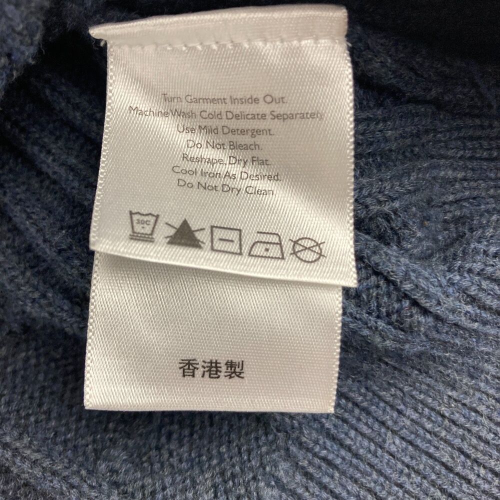 Eddie Bauer Mens XL Blue Cable Knit Cotton V Neck Sweater Vest Made in Hong Kong - Picture 7 of 8